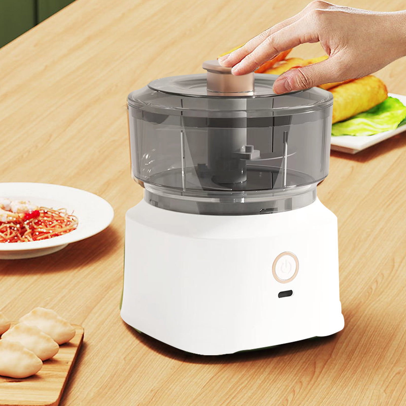 Lksixu Electric Garlic Chopper, Portable Mini Food Processor, Wireless Vegetable Masher With USB Charging, Garlic Masher Mincer For Onions Meat Spices 350ML ( 4.02x4.02x5.31in )