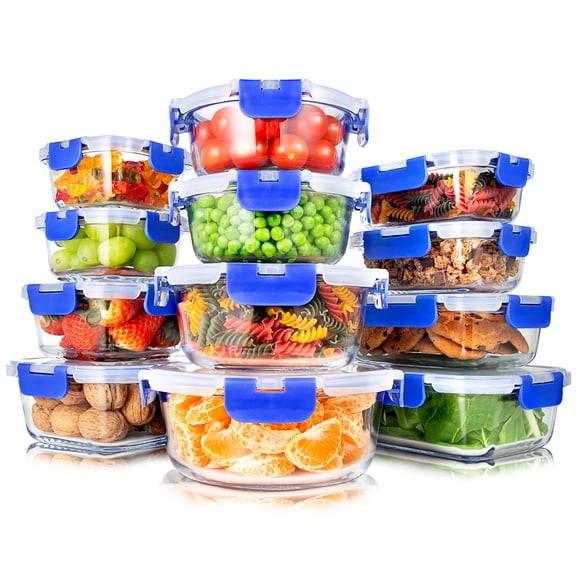 Recipientes de vidrio para almacenamiento de alimentos SereneLife 24 piezas con tapas