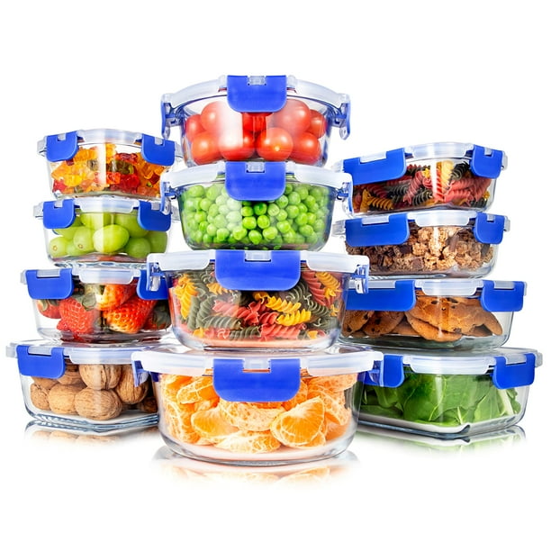 Recipientes de vidrio para almacenamiento de alimentos SereneLife 24 piezas con tapas