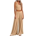 thumbnail image 2 of Puntoco Conjunto De Dos Piezas De Punto para Mujer, Color Sólido, Informal, Sin Mangas, para Yoga, Pierna Ancha, Pantalones Puntoco Puntoco-5780, 2 of 8