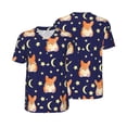 thumbnail image 3 of Daiia Corgi Lying With Moons And Stars Mens Baseball Jersey Button Down Shirts Short Sleeve Sports Uniforms-3X-Large, 3 of 9