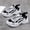 Black And White Color, variant on Women's Breathable Color Block Thick Sole-Slip Shock Absorption Dad Shoes, Women Shoes, Sneakers