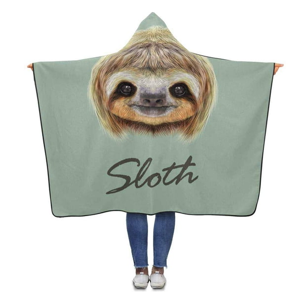 HATIART Cute Sloth Face Hooded Throw Blanket 56x80 inches Adults Girls Boys Wearable Blankets Walmart
