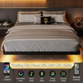 thumbnail image 4 of Full Size Floating Bed Frame with Charging Station and Led Lights, Metal Bed Frame with Heavy Duty Steel Slats Supports, No Box Spring Needed, Easy Assembly, Black, 4 of 9