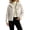 Blue, variant on Women's Cropped Cable Plush Fleece Cardigan Casual Stand Collar Button Front Long Sleeve Coat Daily Warm Outer Jacket