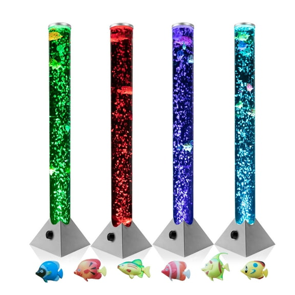 Brewish 3Ft Sensory Bubble Floor Lamp with Bubble Regulator Knob, 7 Color Changing LED Night Light, Artificial Fish Tank for Autism, Fake Aquarium Lamp, Perfect Gift