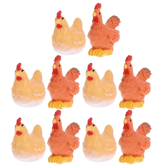 10pcs Miniature Animal Figurines Farm Chickens Statues Resin Chicken Sculptures for Garden Decor Backyard Ornaments Farmhouse Decorations