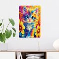 thumbnail image 2 of Letreros metálicos de gatitos y flores de colores, decoración de pared de hojalata de 8 x 12 pulgadas, 2 of 8