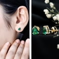 thumbnail image 3 of Rosec Jewels Pear Shape Created Emerald Solitaire Stud Earrings (5X7 mm, 1.4 CT), 10K Yellow Gold, 3 of 8