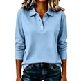 thumbnail image 4 of Perfectbot Women's Vintage Long Sleeve Collared Shirt, Stretch Knit Button Up Top Casual Office Work Wear, 4 of 8