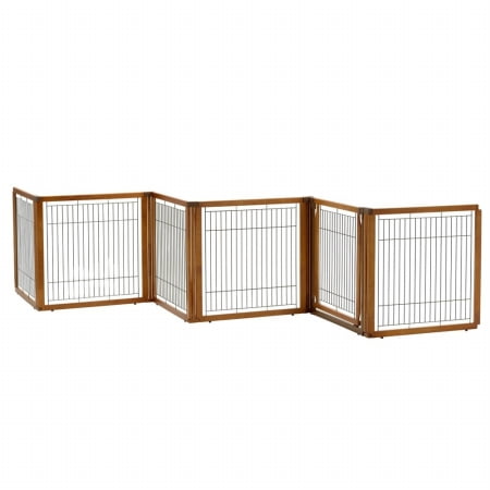 Richell Convertible Wooden Freestanding Pet Gate with Door Panel 134 Wide
