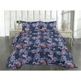 thumbnail image 2 of Ambesonne Floral Quilted Coverlet 3 Pcs, Astrology Universe Flowers, King Size, Indigo Lavender, 2 of 4