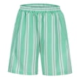 thumbnail image 5 of AJGRHE Women's Fashion Striped Casual Elastic Waist Pocket Shorts Green XL, 5 of 9