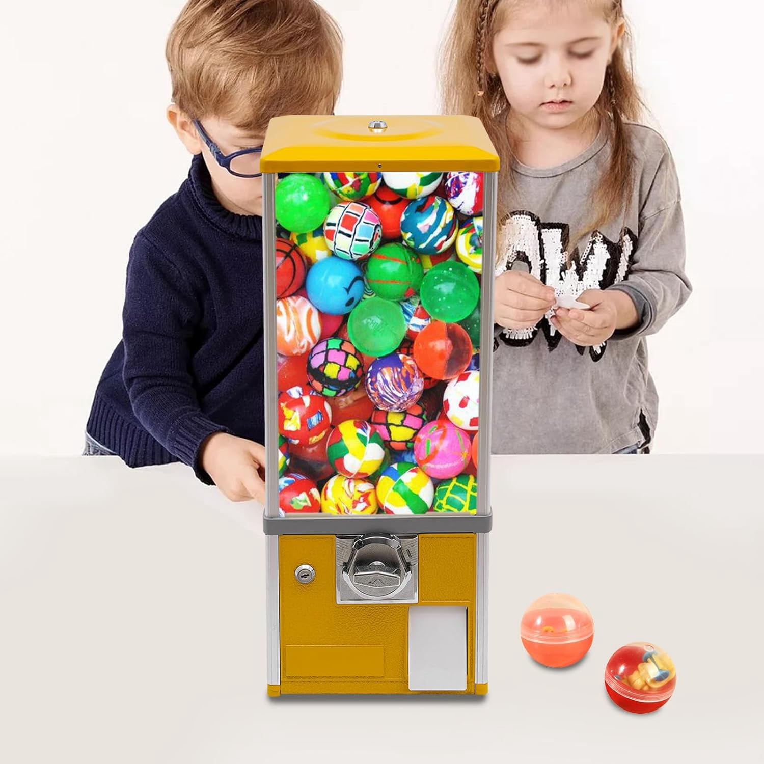 Vending Machine,Commercial Vending Machine,Automatic Candy Gumball Vending Machine,Candy Dispenser Machine for Stores (Yellow),Vending Machine for Home, Gaming Stores