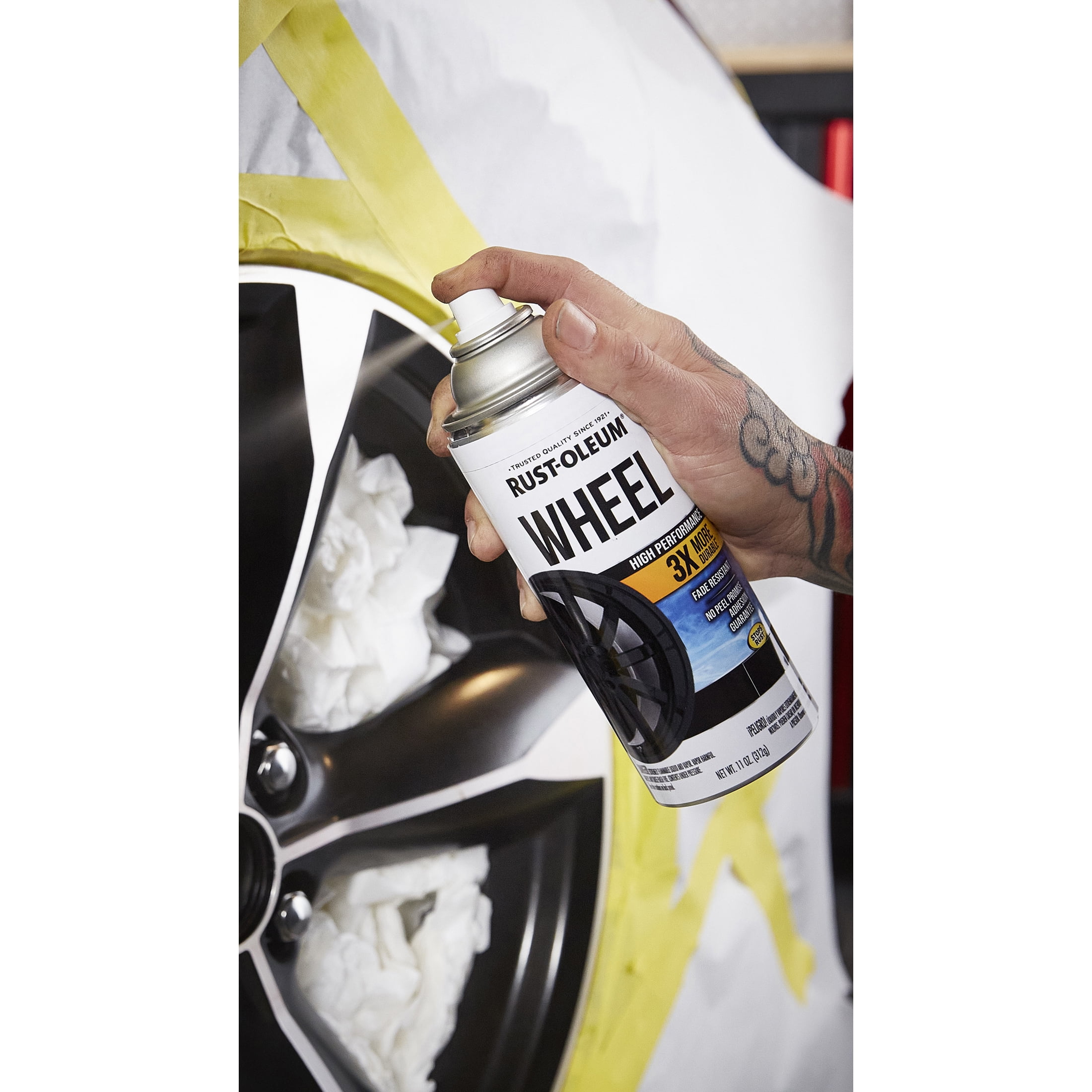 6 Pack, Black, Rust-Oleum Automotive Wheel 3X Gloss Spray Paint-368076, 11 oz
