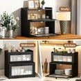 thumbnail image 4 of Bread Box for Kitchen Countertop Double Layer Large Corner Bread Box Capacity Bread Storage Bin Farmhouse Breadbox Container Organizer Cabinet Cupboard Black, 4 of 6
