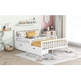 thumbnail image 2 of Full Size Pine Wood Platform Bed with 2 Storage Drawers and Guardrails, White for Bedroom, 2 of 12