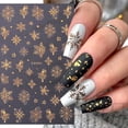 thumbnail image 3 of Pegatina de uñas de copo de nieve con purpurina dorada 3D, suéter blanco reflectante de invierno, Estrella bailarina, árbol de Navidad, lámina de aluminio, puntas de calcomanía de Año Nuevo, 3 of 4