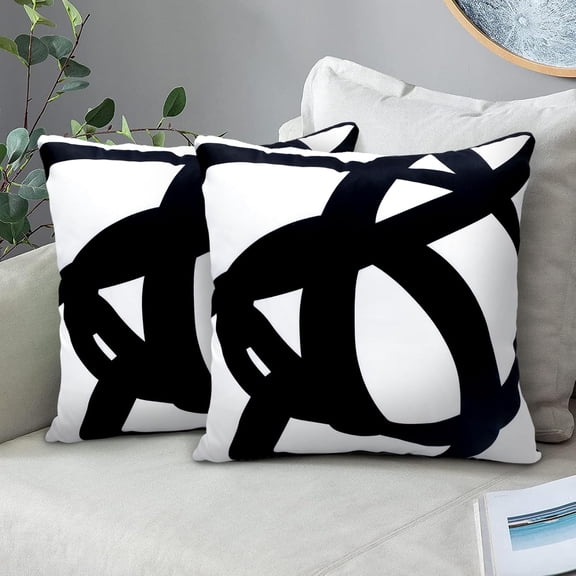Set of 2 Black and White Boho Pillow Covers 18x18 Abstract Art Throw Pillow Covers Cushion Decorative Pillowcase for Sofa Couch Bed Home Outdoor
