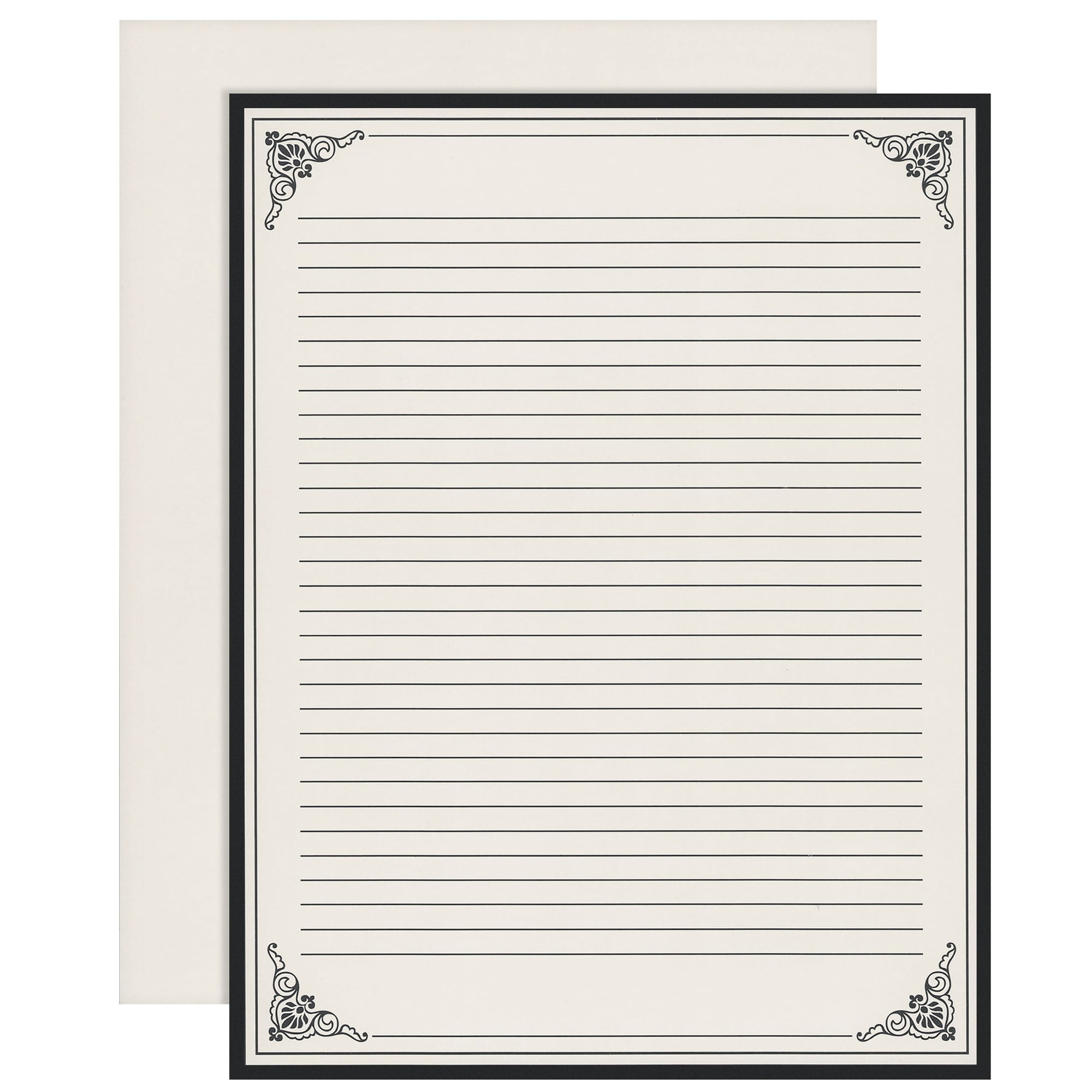 Vintage Lined Stationery Paper for Writing Letters (Cream, 8.5 x 11 in, 48 Sheets)