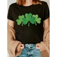 thumbnail image 1 of T-Shirt Graphique Trèfle de la Saint-Patrick, Tissu Tricoté en Polyester pour Femmes, Tee-Shirt à Manches Courtes et Col Rond Décontracté, Longueur Régulière, avec Haut Toutes Saisons pour la Fête des Pères, la Fête des Mères, le Nouvel An, le Festival du Printemps, 1 of 6