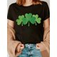thumbnail image 1 of St. Patrick'S Day Clover Graphic T-Shirt, Women'S Polyester Knit Fabric, Casual Crew Neck Short Sleeve Tee, Regular Length, with All-Season Top, 1 of 6