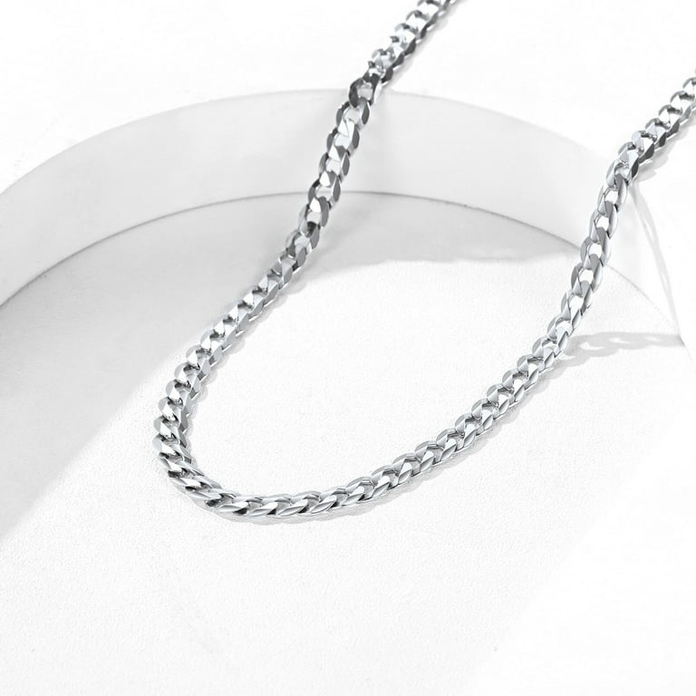 ChicSilver 925 Sterling Silver Cuban Link Chain Choker Necklace 3mm 14 inch