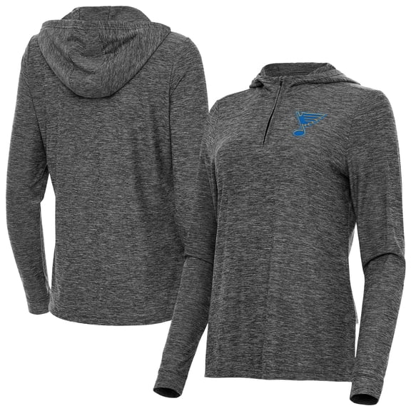 Women's Antigua Heather Black St. Louis Blues Daybreak Quarter-Zip Hoodie