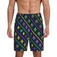 thumbnail image 1 of Balery Mardi Gras Strings of Beads Pantalones cortos de pijama de punto de algodón para hombre con cinturilla y bolsillos-4X-Large, 1 of 6