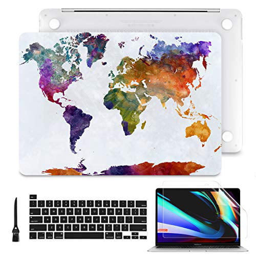 Keyboard Cove for Macbook Air Pro 13 and Latest Air A1932 World Map Hard Case 