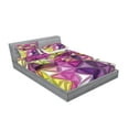thumbnail image 2 of Ambesonne Abstract Fitted Sheet & Pillow Sham Set, Geometrical Diamond, Queen, Purple Yellow, 2 of 2
