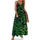 thumbnail image 1 of Vestido de hojas verdes con piñas de Navidad, vestido largo sexy con tirantes, estilo callejero, vestidos largos informales, vestidos de primavera con cuello en V y gran tamaño, 1 of 7