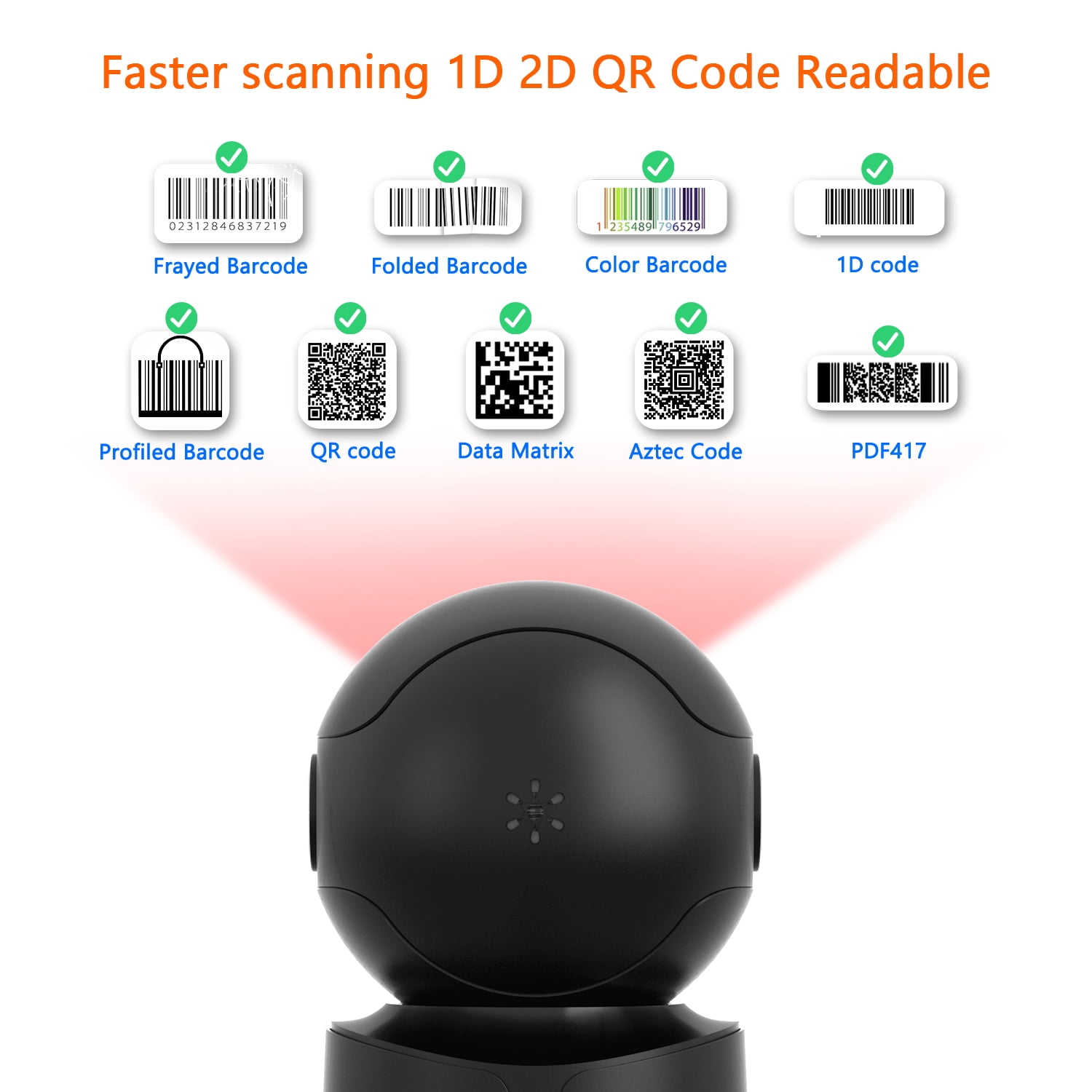 NETUM Automatic Omnidirectional 2D QR Barcode Scanner, Hands-Free USB Wired  Desktop Barcode Reader for Warehouse, Supermarket, Retail Store, Pos System(Black)