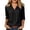 *Black, variant on VBVC Women's Cotton Collared V Neck Blouse, Ladies' 3/4 Sleeve Rolled Cuff Shirt, Casual Loose Fit Work Office Top For Women,Army Green,S-3XL