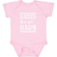 thumbnail image 3 of Inktastic Raised in a Barn in White Boys or Girls Baby Bodysuit, 3 of 5