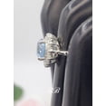 thumbnail image 2 of 8mm Very Light Blue Portuguese Cut Halo Ring, 5A Quality Cubic Zirconia, 925 Non-Plated Sterling Silver, 2 of 5