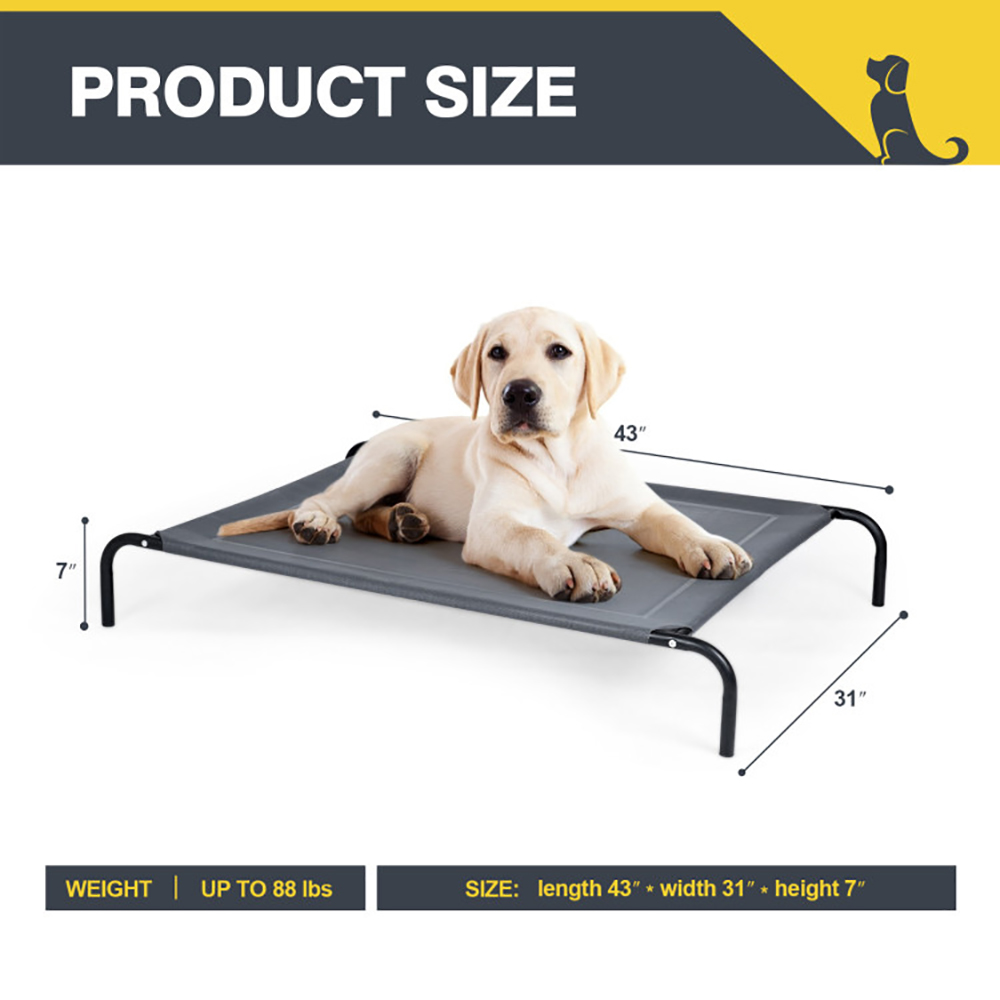 Barara King Indoor and Outdoor Cooling Pet Cot Bed for Dogs, Cooling Elevated Dog Bed, Portable Dog Cot Bed,Gray