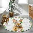 thumbnail image 4 of Easter Bunny Round Rug 3ft Washable Circle Entryway Rugs Non Slip Spring Daisy Botanical Leaves Gray Wooden Area Rug Indoor Floor Carpet for Bedroom Kitchen Living Room Home Office Dining Room, 4 of 8