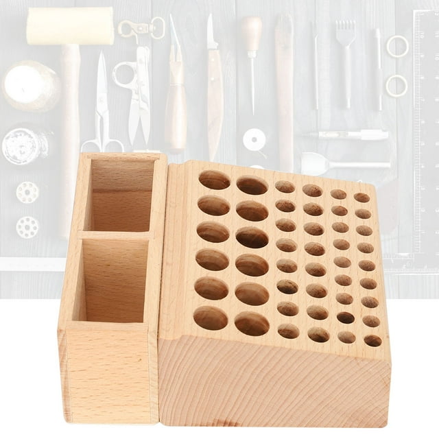 Practical Leather Craft Tool Box, Handcrafted Leather Tool Case, For Leather Jewelry Stamps 48 Holes Rack