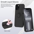 thumbnail image 2 of Compatible with iPhone 13 Pro Case 6.1 inch with Ring Kickstand | Liquid Silicone | Microfiber Linner | Anti-Scratch Full-Body Shockproof Protective Case for iPhone 13 Pro Women Girl - Black, 2 of 5
