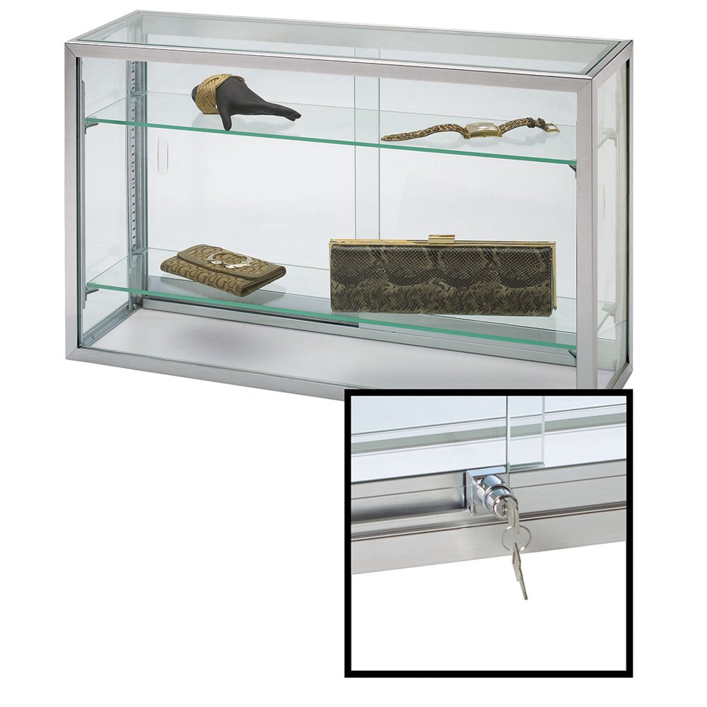 Countertop Display Case Upright Glass 18"H x 8"D x 30"L (Lock