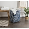 thumbnail image 3 of DII 11.5" Cotton Circles Stripes Metal Frame Laundry Basket in Blue/White, 3 of 8