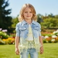 thumbnail image 6 of Baby Girls Denim Clothing Sets 3 Pieces Sets T Shirt Denim Jacket and Jeans,Yellow,4-5Years, 6 of 7