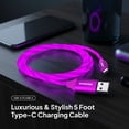 thumbnail image 3 of Powertek Light-Up USB-A to USB-C Charging Cable, 5 ft, Purple, 3 of 7