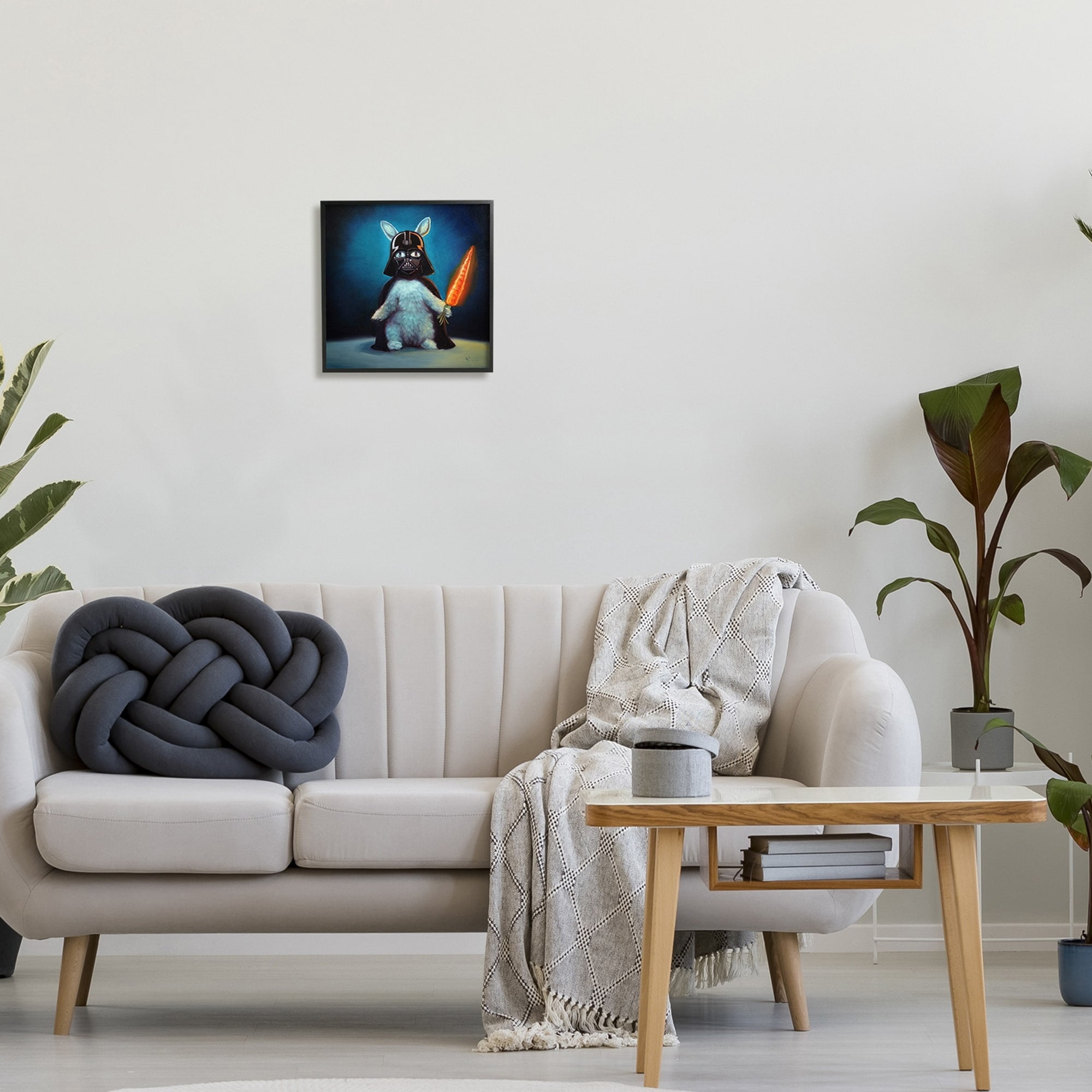 Stupell Industries Rabbit Star Wars Neon Carrot Cartoon Pet Portrait,24 x 24, Design by Lucia Heffernan