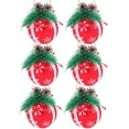 thumbnail image 2 of Fiudx Ofertas relámpago del día Bolas de Navidad flocadas, bolas pintadas, decoración para árbol de Navidad, bolas de tela colgantes, arreglo decorativo, bolas de gamuza navideñas, 6 piezas, 2 of 7