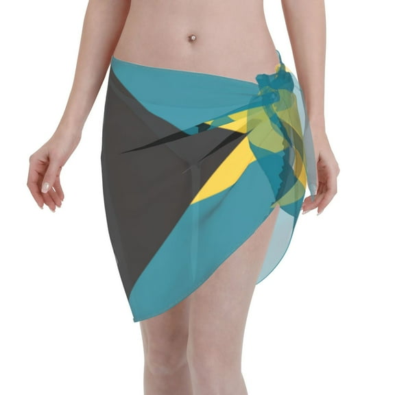Swimsuit Coverups For Women Flag Of The Bahamas Sarong Beach Bikini Wrap Sheer Short Skirt Chiffon Scarf For Swimwear