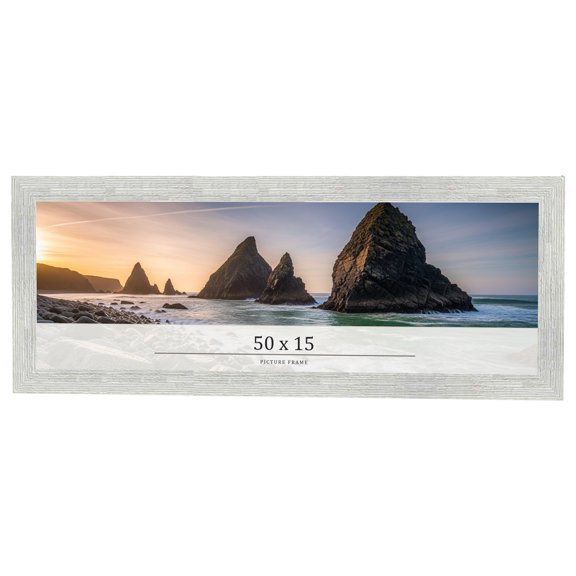 50x15 Frame White Real Wood Picture Frame Width 1.5 inches | Interior Frame Depth 0.5 inches | Barn