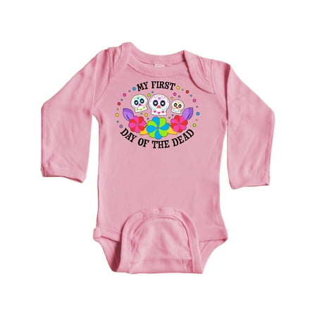 

Inktastic My 1st Day of the Dead with Sugar Skulls and Flowers Gift Baby Boy or Baby Girl Long Sleeve Bodysuit