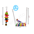 thumbnail image 5 of PERIQUITO 8 Pcs Bird Toys Parrot Toys Parakeet Toys for Small Birds Parrot Budgie Budgerigar Parakeet Love Bird Peony Cockatiel Toys Finch Wood Hammock Swing Hanging Bells Rope Ladder perches, 5 of 7